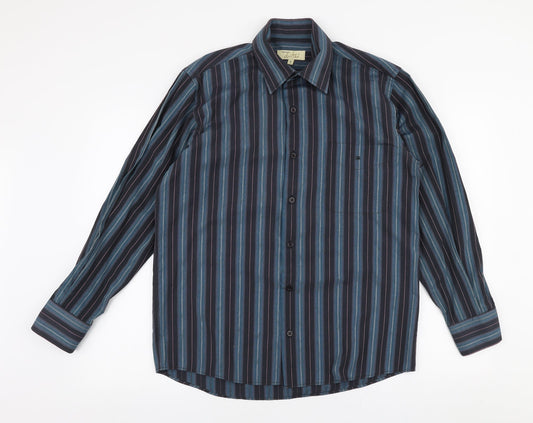 Daniel Granme Mens Multicoloured Striped Cotton  Button-Up Size M Collared Button