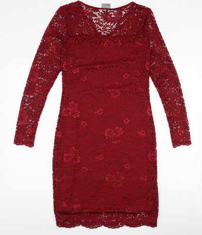 Vero Moda Womens Red  Polyester Pencil Dress  Size S  V-Neck Pullover