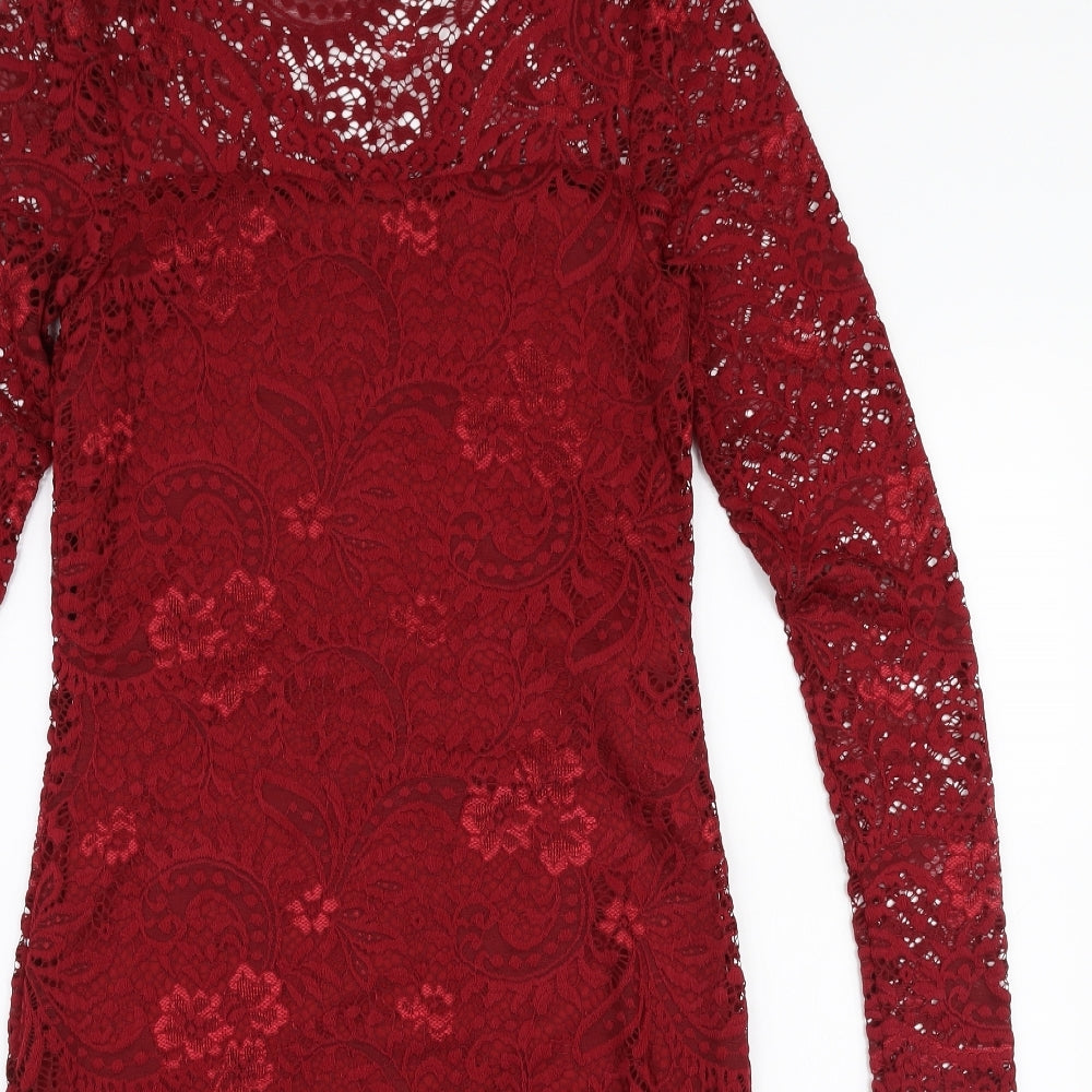VERO MODA Womens Red  Polyester Pencil Dress  Size S  V-Neck Pullover