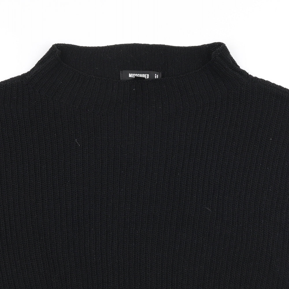 Missguided Womens Black High Neck  Polyester Pullover Jumper Size 10