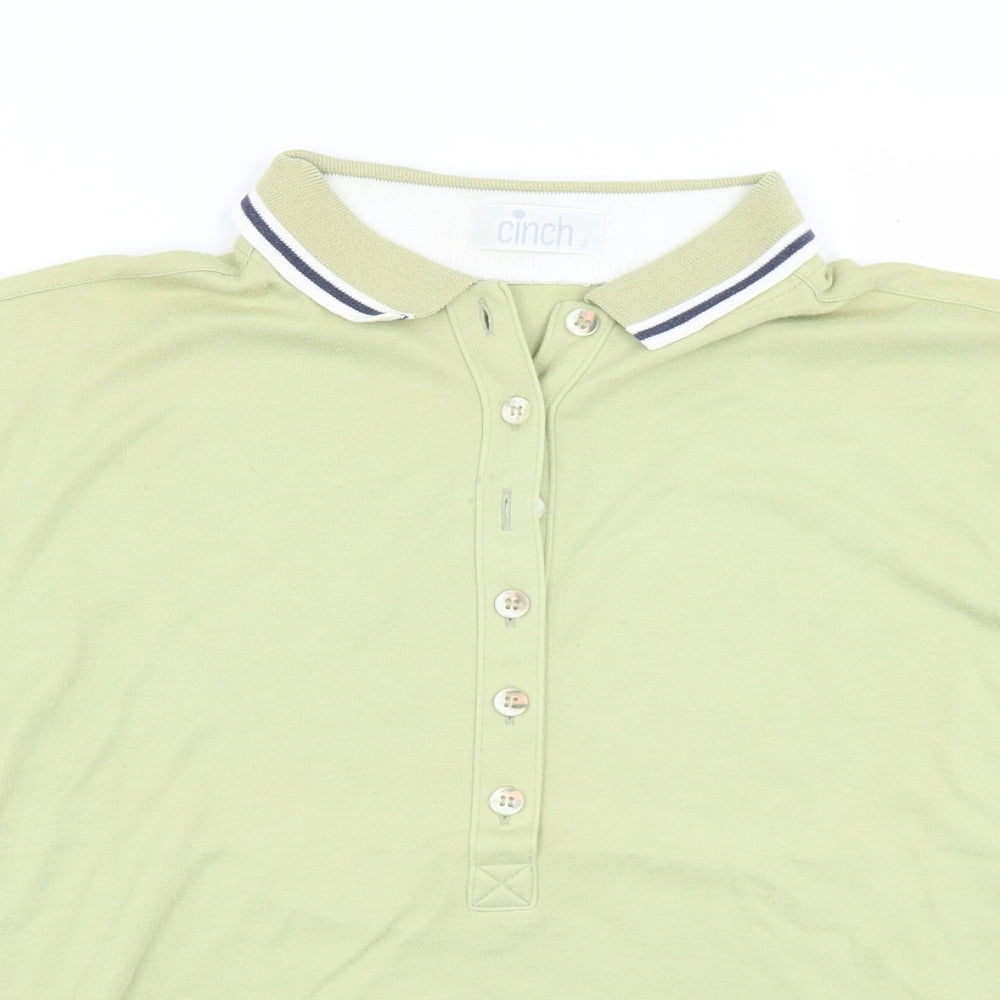 Cinch Womens Green  Polyester Basic Polo Size 12 Collared
