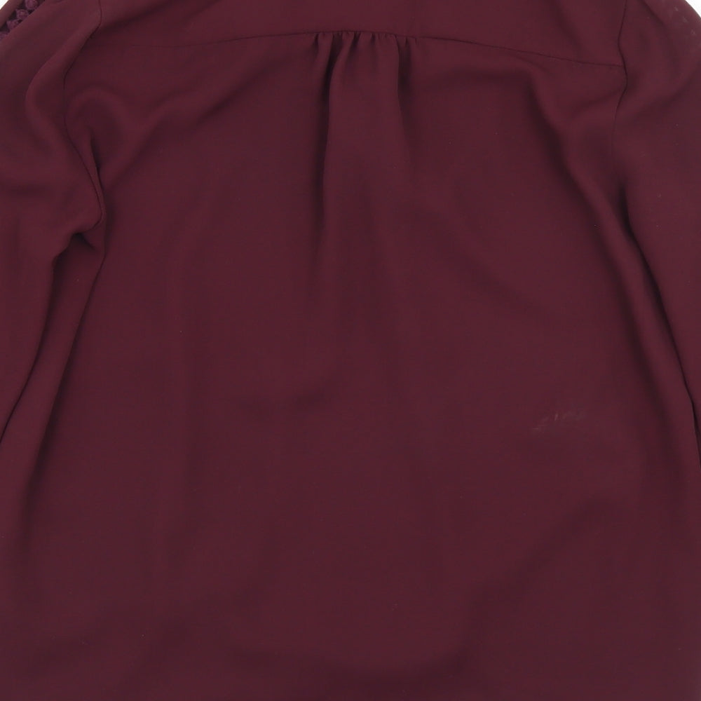 Miss Selfridge Womens Purple  Polyester Basic Blouse Size 6 V-Neck
