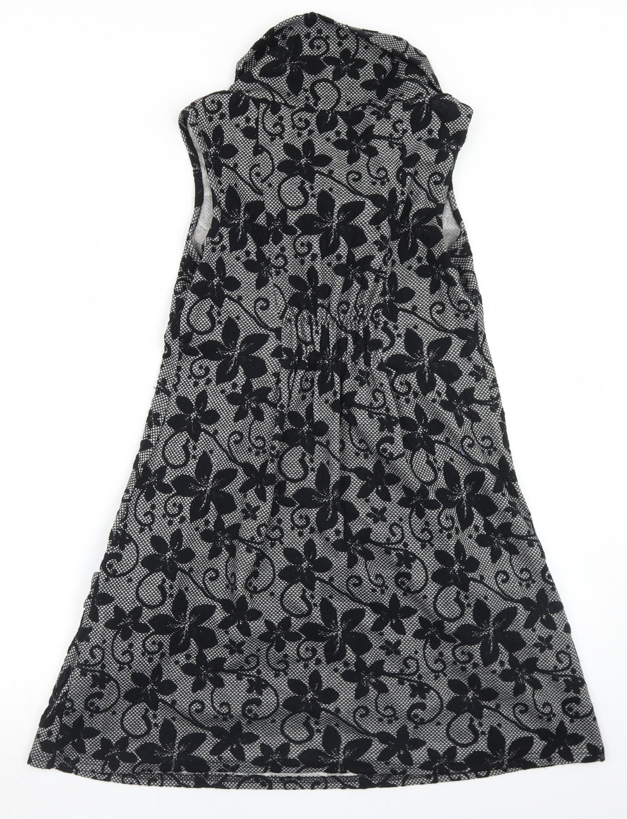 Apricot Womens Black Floral Polyester Skater Dress  Size 8  Roll Neck