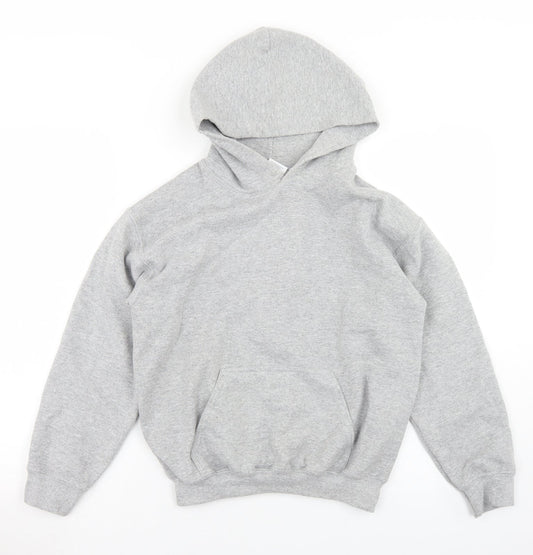 Gildan Boys Grey  Cotton Pullover Hoodie Size M