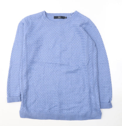 Isle Womens Blue Round Neck  Acrylic Pullover Jumper Size 10