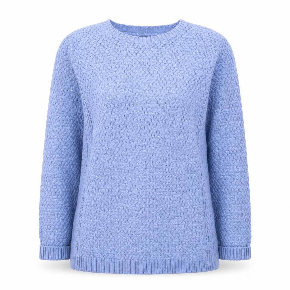 Isle Womens Blue Round Neck  Acrylic Pullover Jumper Size 10
