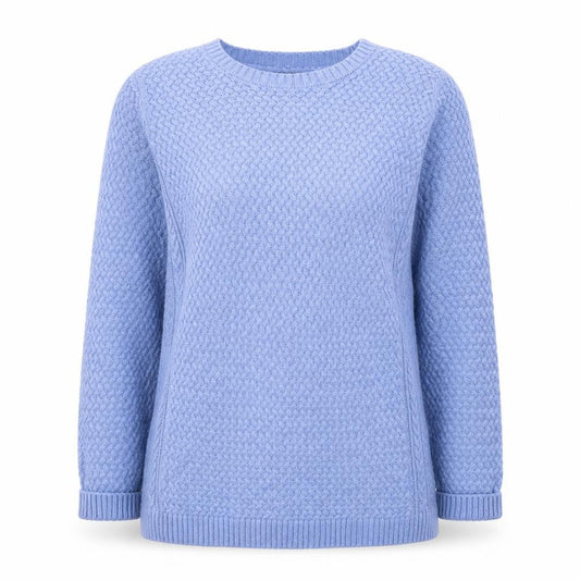 Isle Womens Blue Round Neck  Acrylic Pullover Jumper Size 10