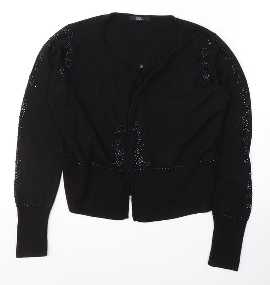 Marks and Spencer Womens Black Round Neck  Acrylic Cardigan Jumper Size 14