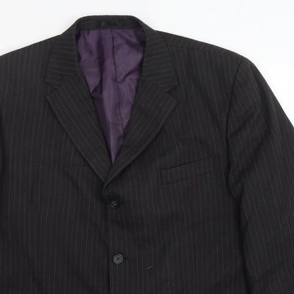 F&F Mens Grey Striped Polyester Jacket Suit Jacket