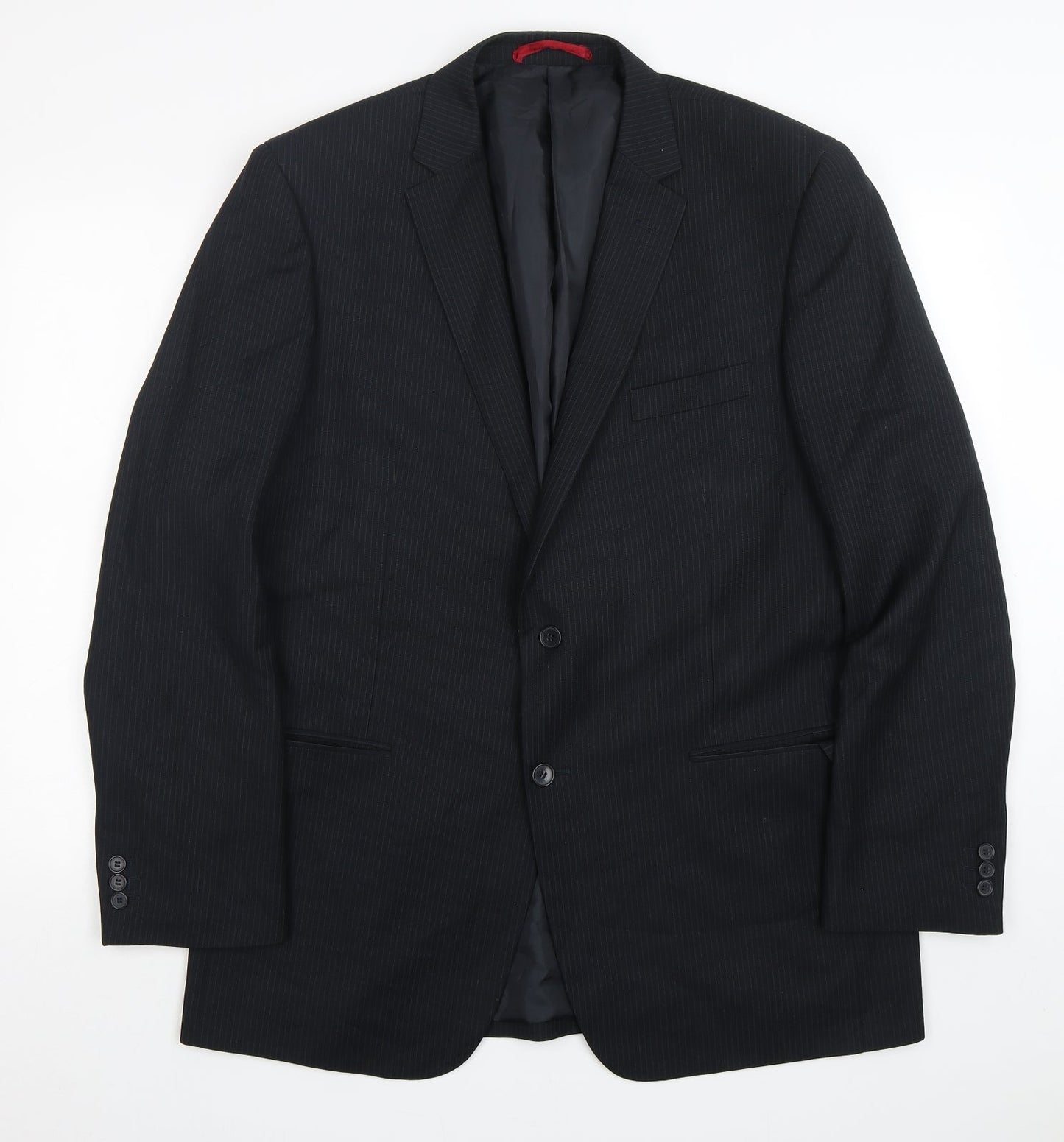 Burton  Mens Black Striped Polyester Jacket Suit Jacket
