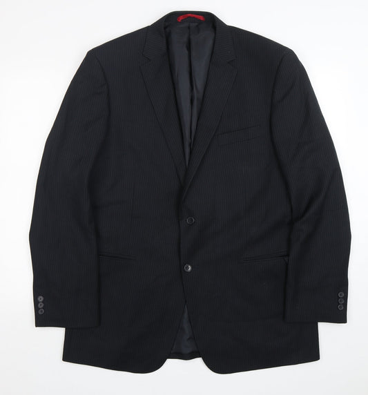 Burton  Mens Black Striped Polyester Jacket Suit Jacket