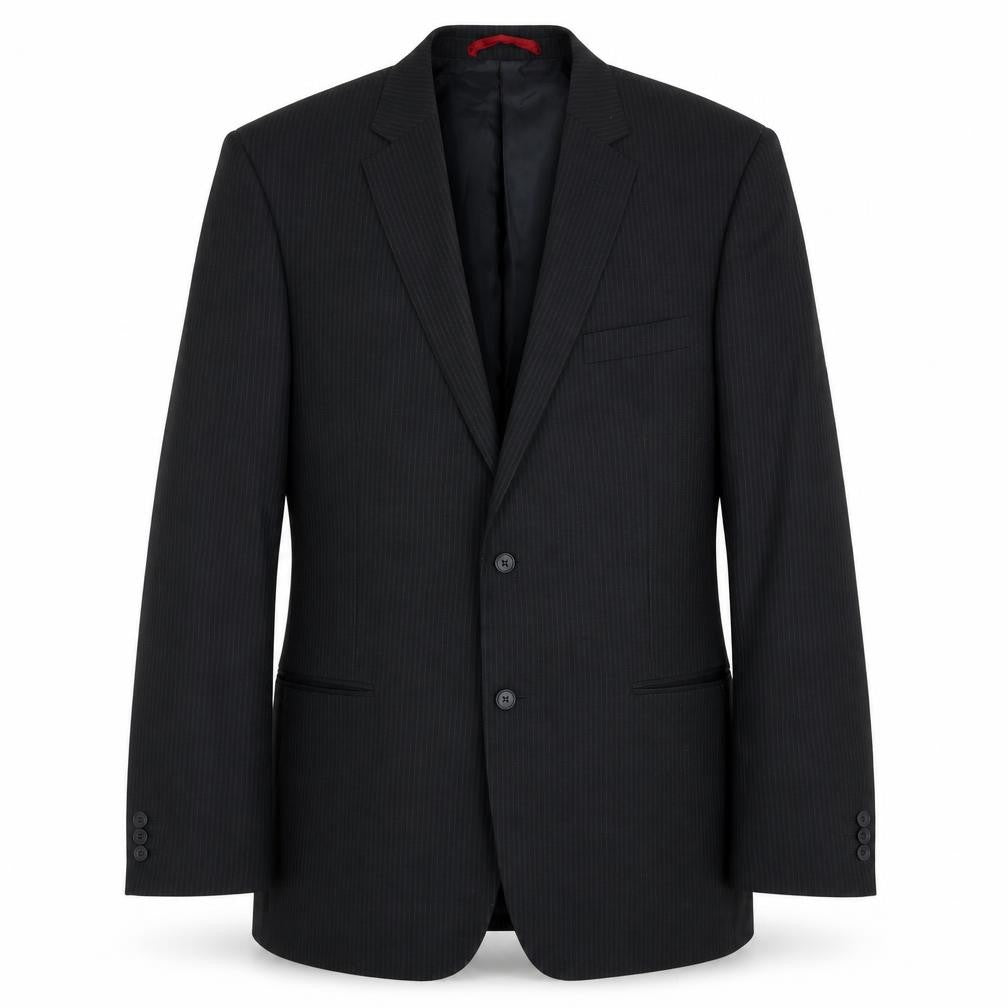 Burton  Mens Black Striped Polyester Jacket Suit Jacket