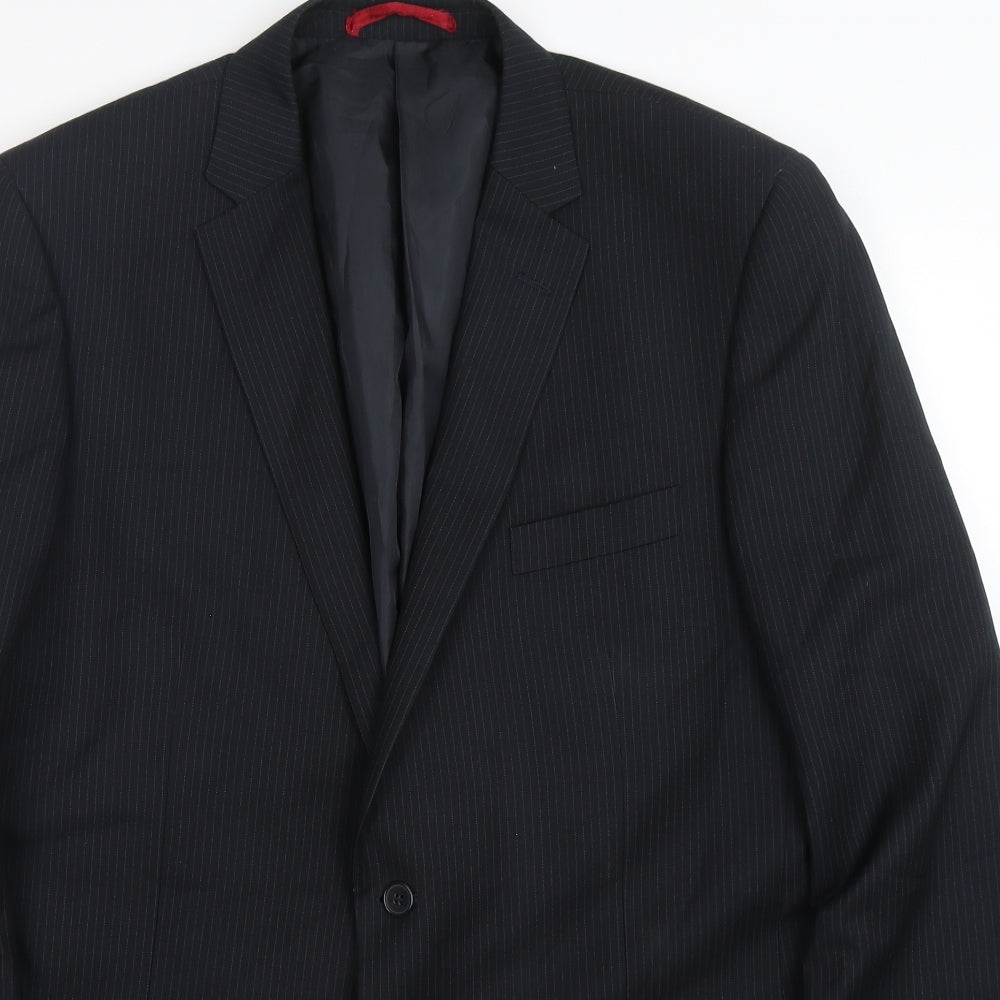 Burton  Mens Black Striped Polyester Jacket Suit Jacket