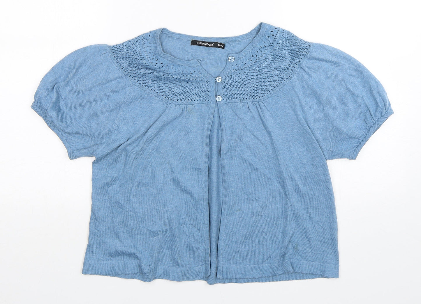 Atmosphere Womens Blue Round Neck  Acrylic Cardigan Jumper Size 14