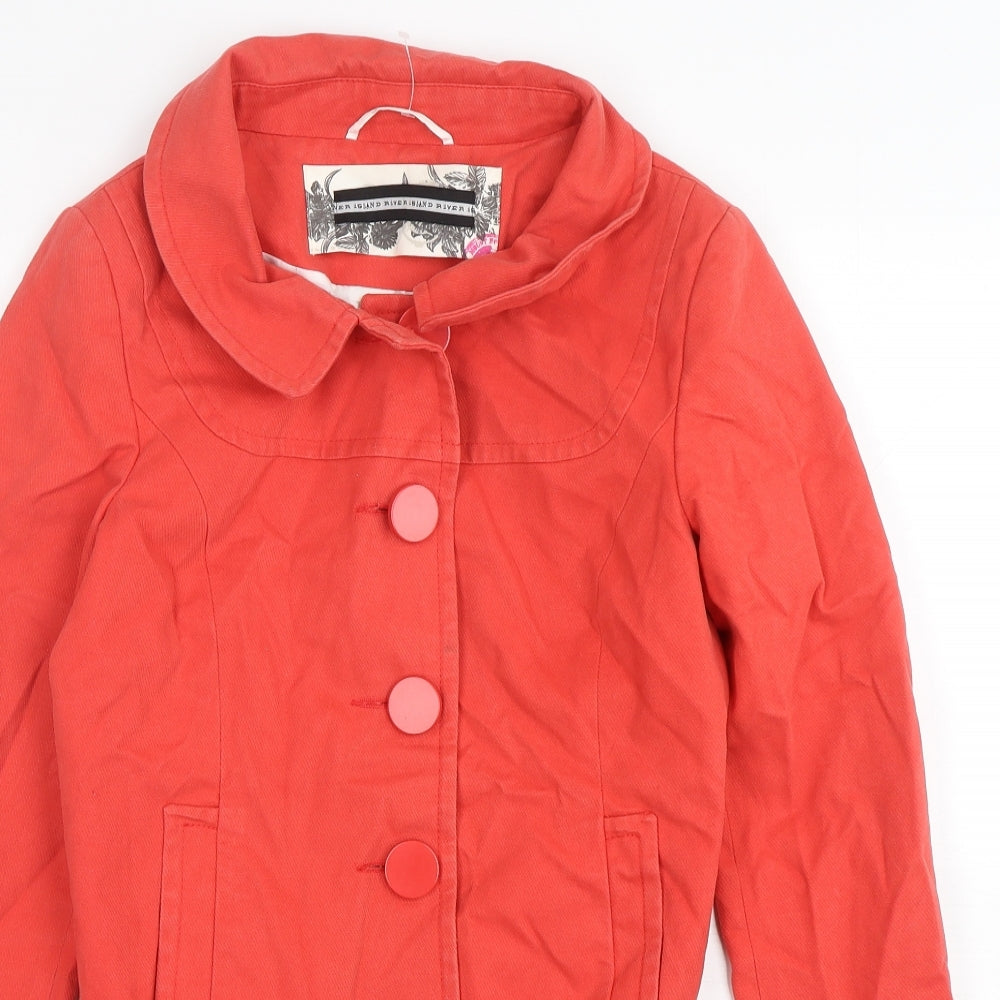 River Island  Womens Pink   Overcoat Coat Size 8  Button