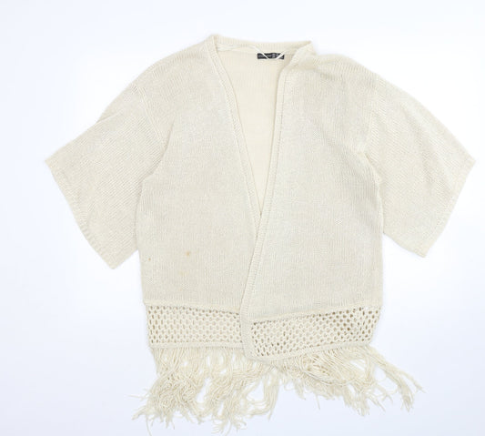 Atmosphere Womens Beige V-Neck  Acrylic Cardigan Jumper Size M