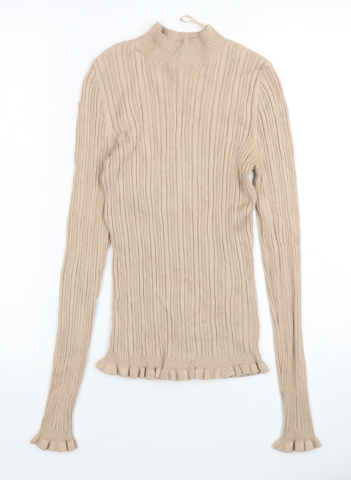 Miss Selfridge Womens Beige Mock Neck  Viscose Pullover Jumper Size 10