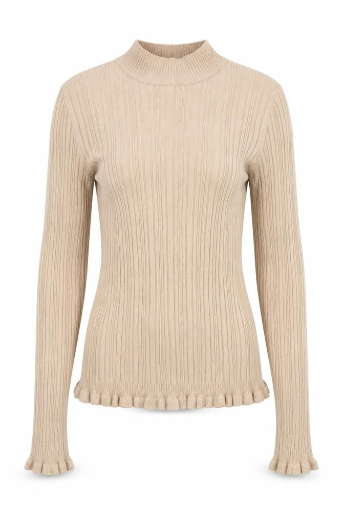 Miss Selfridge Womens Beige Mock Neck  Viscose Pullover Jumper Size 10