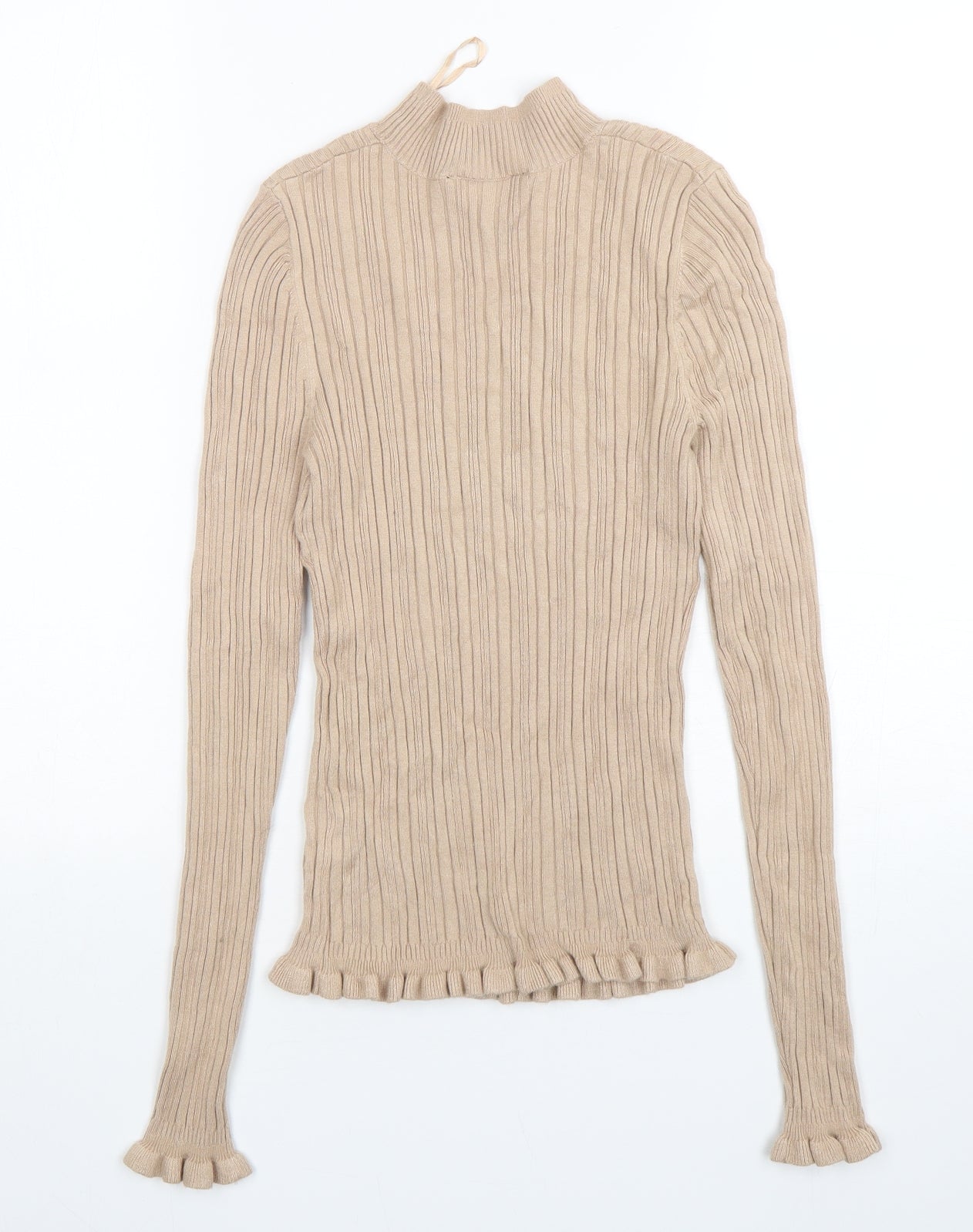 Miss Selfridge Womens Beige Mock Neck  Viscose Pullover Jumper Size 10