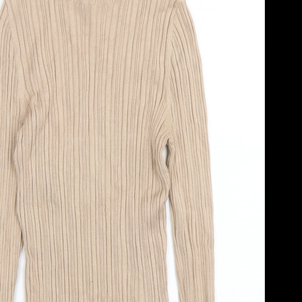 Miss Selfridge Womens Beige Mock Neck  Viscose Pullover Jumper Size 10