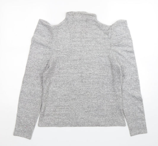 Papaya Womens Grey Mock Neck  Viscose Pullover Jumper Size 14