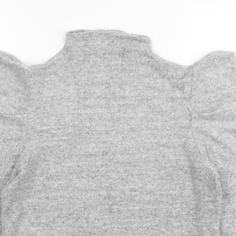 Papaya Womens Grey Mock Neck  Viscose Pullover Jumper Size 14
