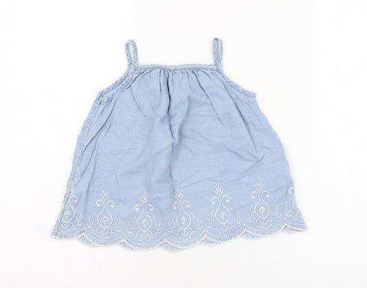 F&F Girls Blue  Cotton Tunic Tank Size 2-3 Years Square Neck Pullover