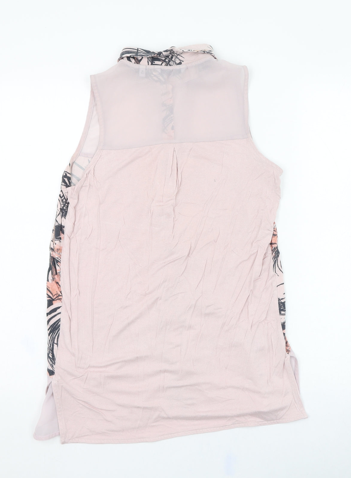 NEXT Womens Pink Floral Viscose Basic Button-Up Size 8 Collared
