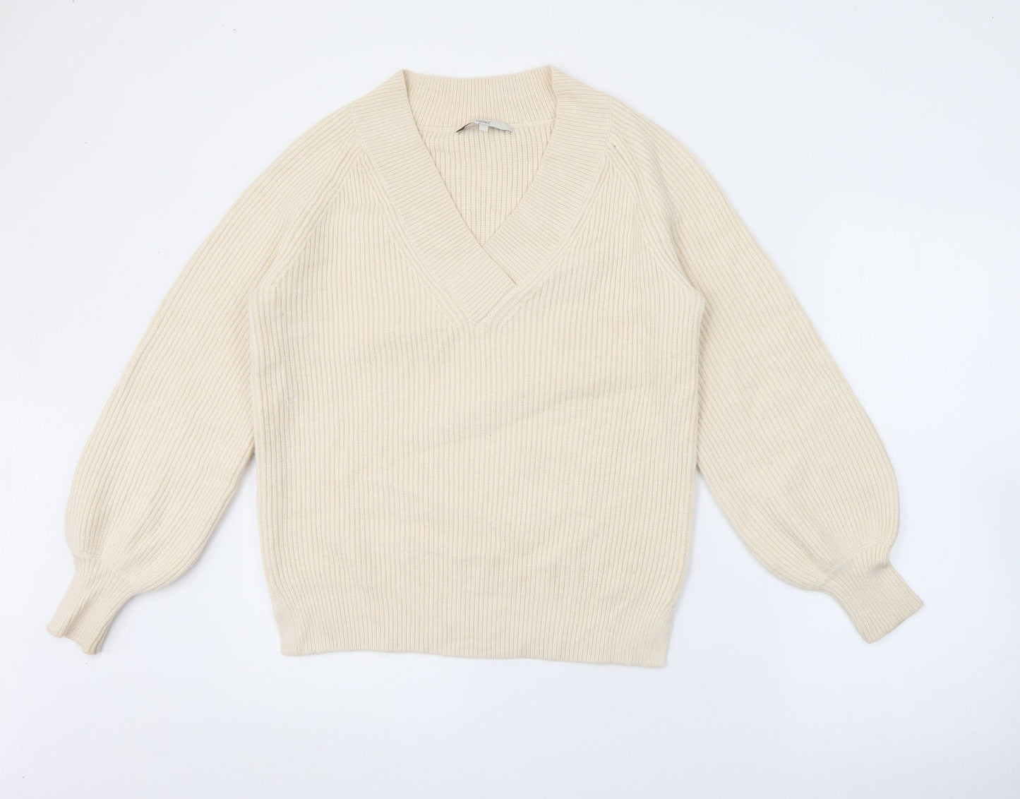 NEXT Womens Ivory V-Neck  Viscose Pullover Jumper Size S