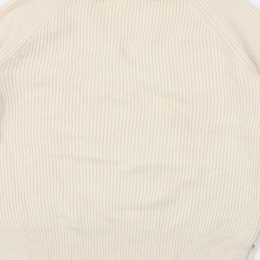 NEXT Womens Ivory V-Neck  Viscose Pullover Jumper Size S