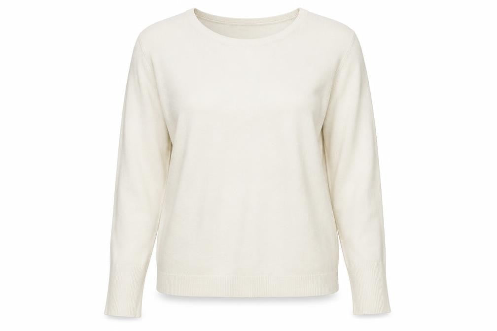Primark Womens White Crew Neck  Acrylic Pullover Jumper Size L