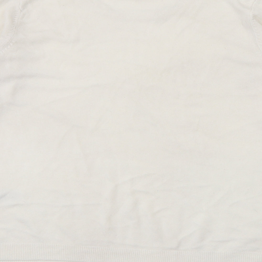 Primark Womens White Crew Neck  Acrylic Pullover Jumper Size L