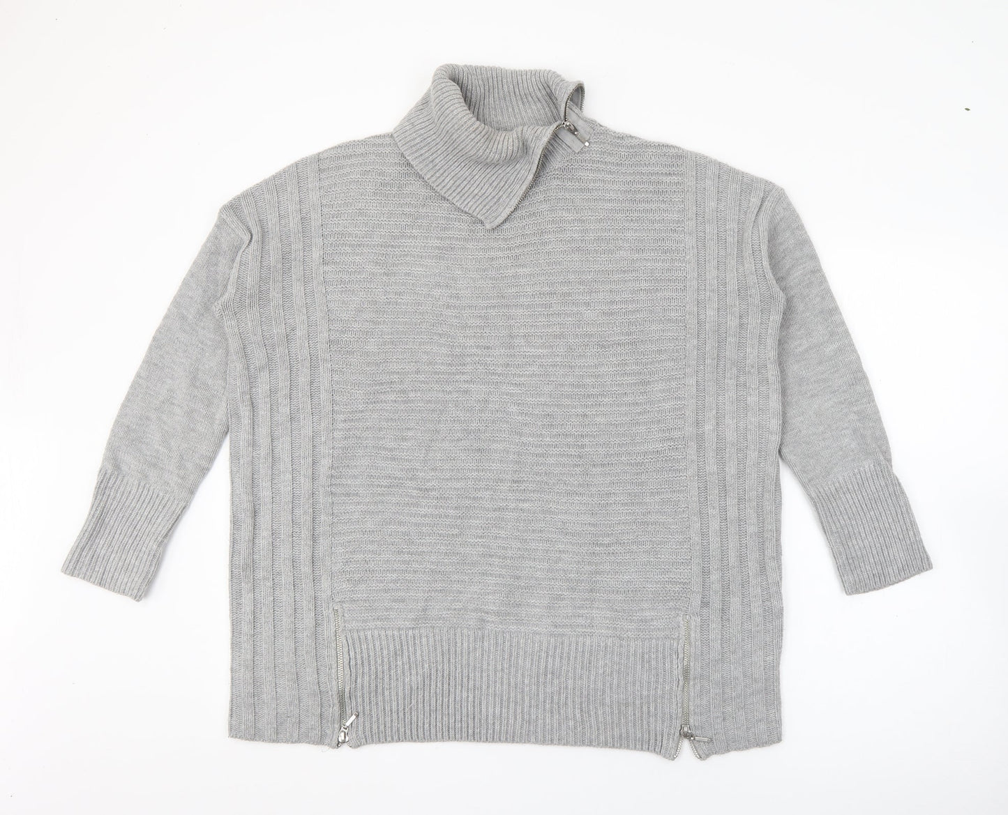 Wallis Womens Grey Roll Neck  Acrylic Pullover Jumper Size S