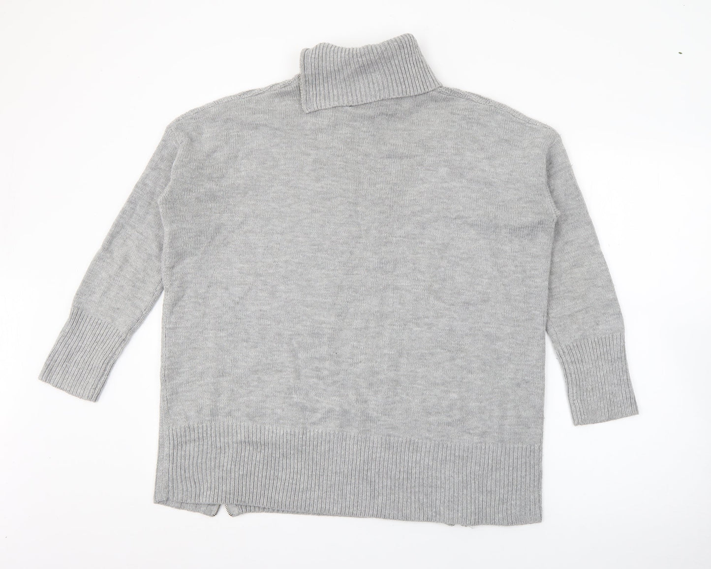 Wallis Womens Grey Roll Neck  Acrylic Pullover Jumper Size S