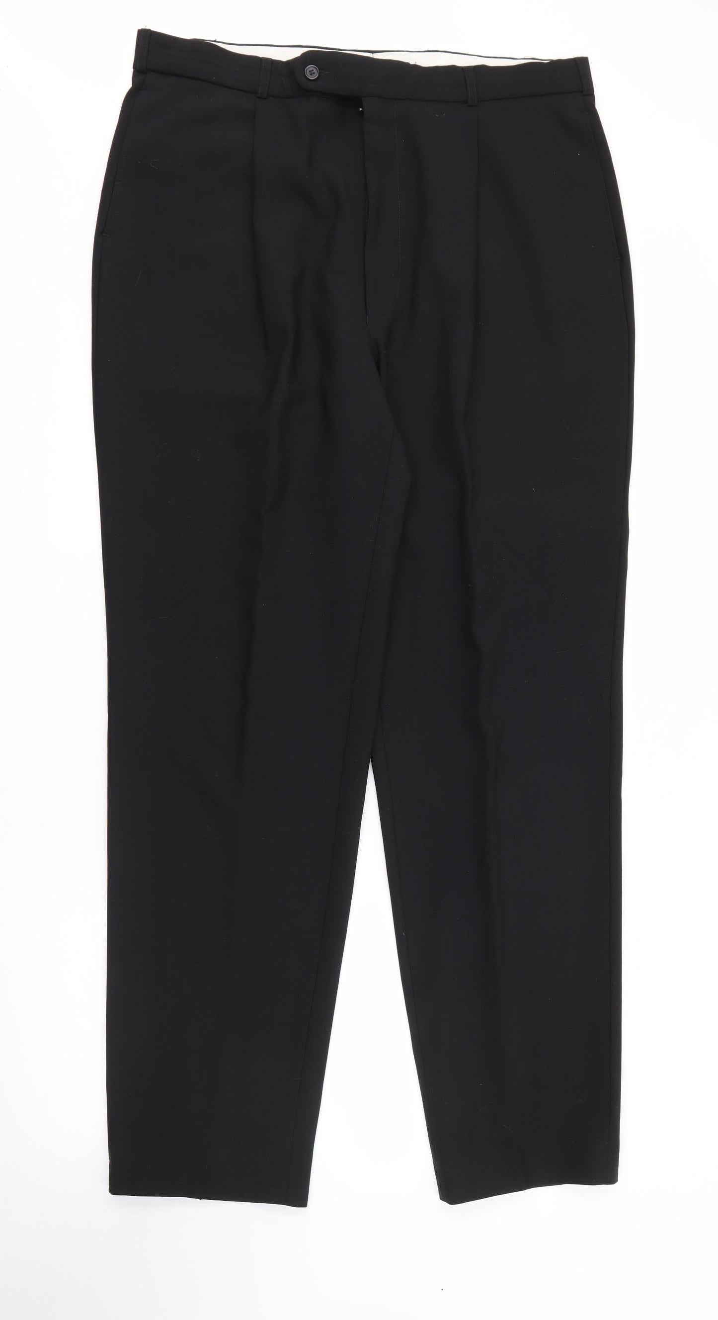 Preworn Womens Black  Polyester Trousers  Size 36 in L32 in Regular Button