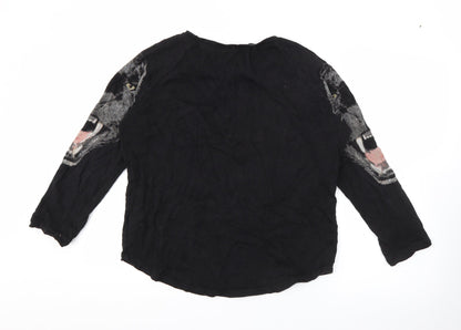 H&M Womens Black  Cotton Pullover Sweatshirt Size S