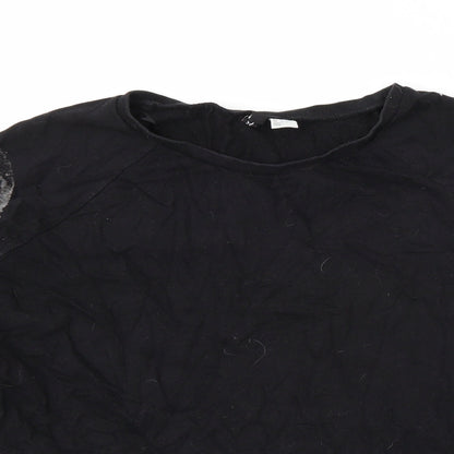 H&M Womens Black  Cotton Pullover Sweatshirt Size S