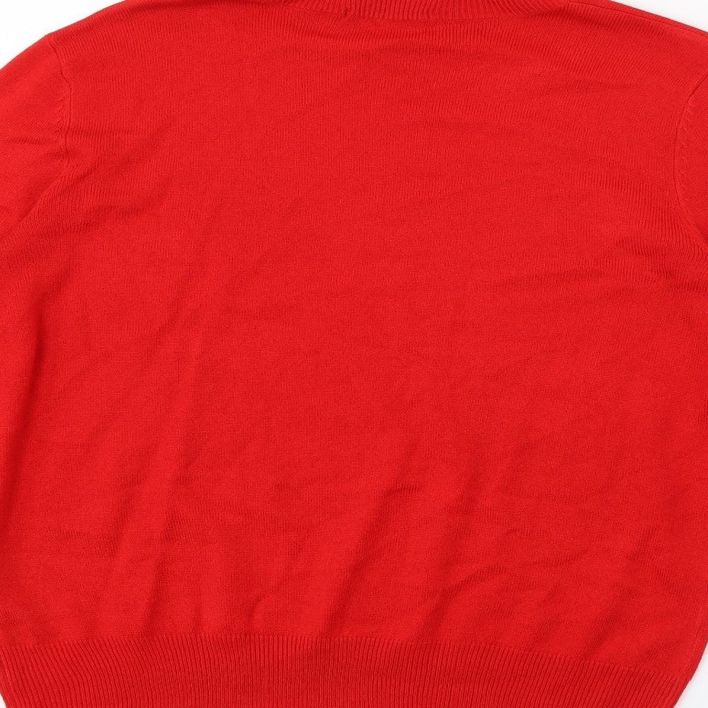 TU Mens Red Roll Neck  Acrylic Pullover Jumper