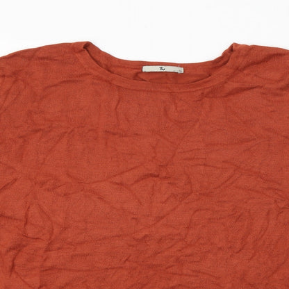 Preloved TU Womens Brown Crew Neck  Viscose Pullover Jumper Size 16 - Detail