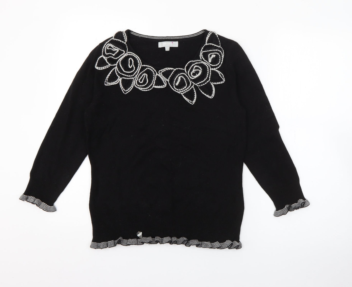 Per Una Womens Black Round Neck  Acrylic Pullover Jumper Size 10