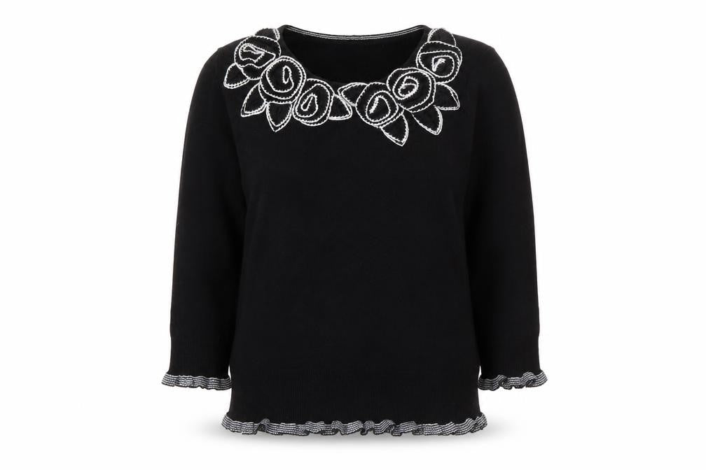 Per Una Womens Black Round Neck  Acrylic Pullover Jumper Size 10