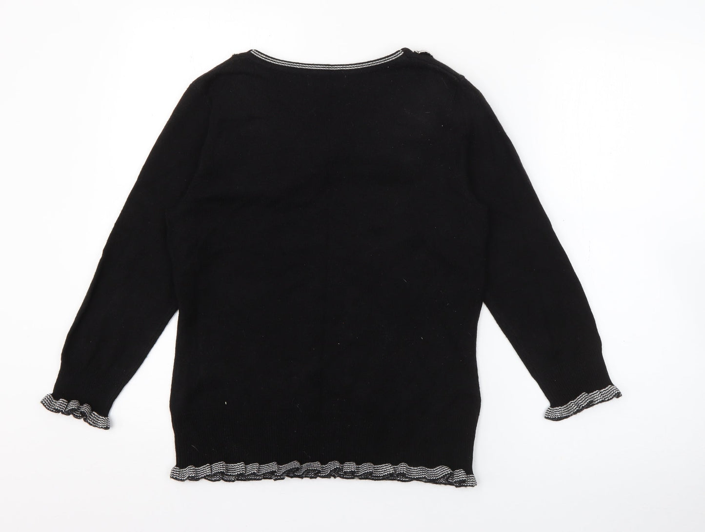 Per Una Womens Black Round Neck  Acrylic Pullover Jumper Size 10