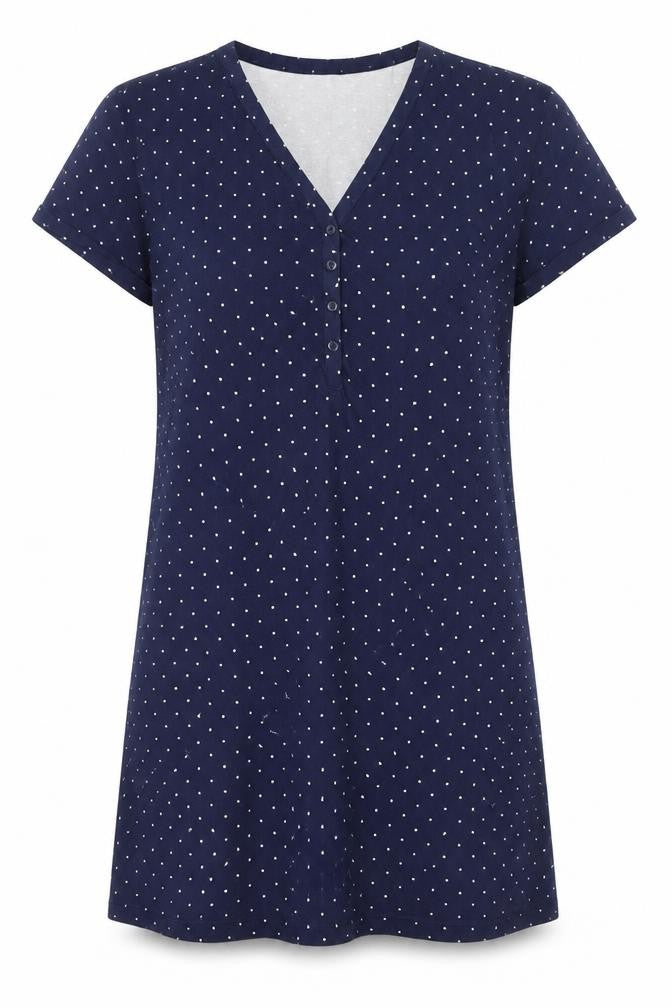 Dunnes Womens Blue Polka Dot 100% Cotton Top Dress Size 8  Button