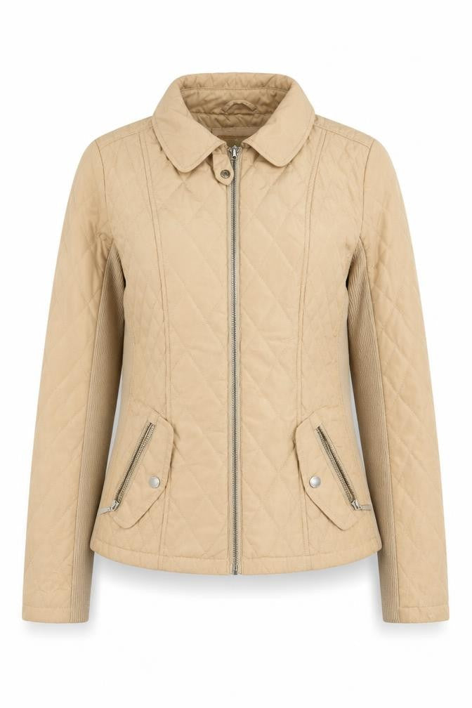 Per Una Womens Beige   Quilted Coat Size 12  Zip