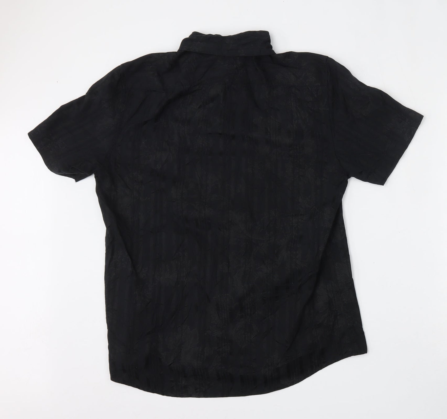 NEXT Mens Black  Polyester  Button-Up Size M Collared Button