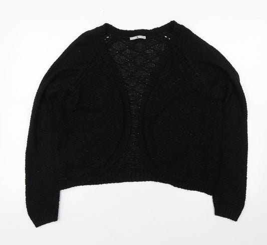 TU Womens Black V-Neck  Acrylic Cardigan Jumper Size 12