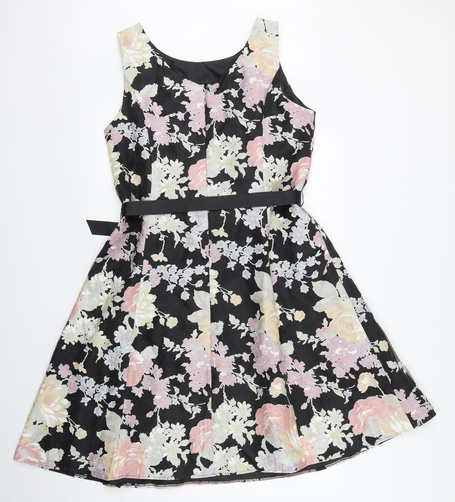 Kaliko Womens Multicoloured Floral Polyester Skater Dress  Size 6  Scoop Neck Zip