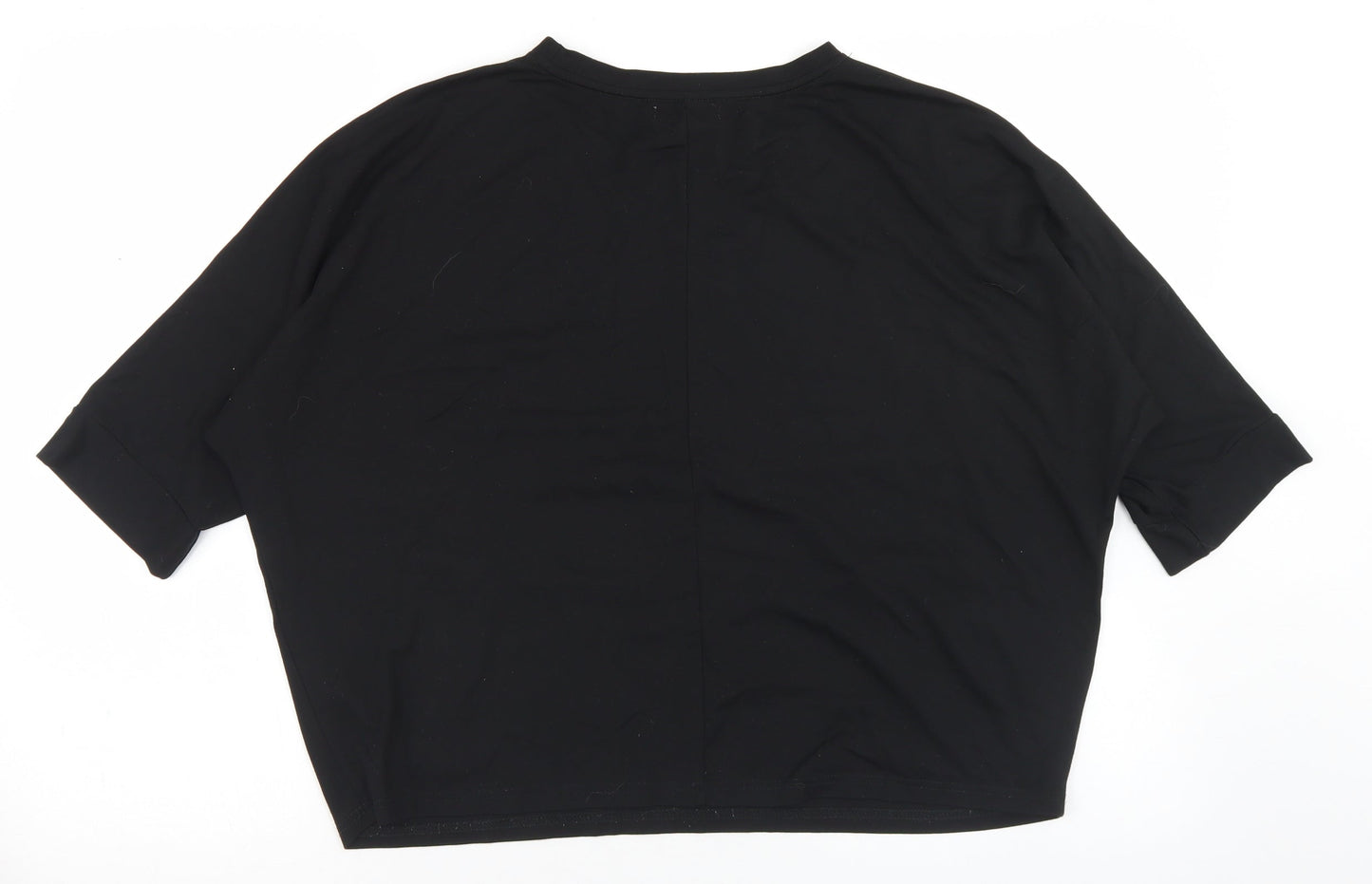 Paramour Womens Black  Viscose Cropped T-Shirt Size M Round Neck