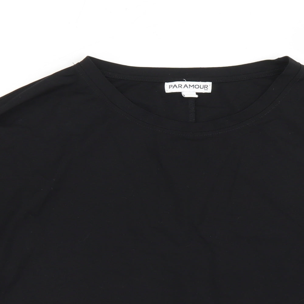 Paramour Womens Black  Viscose Cropped T-Shirt Size M Round Neck