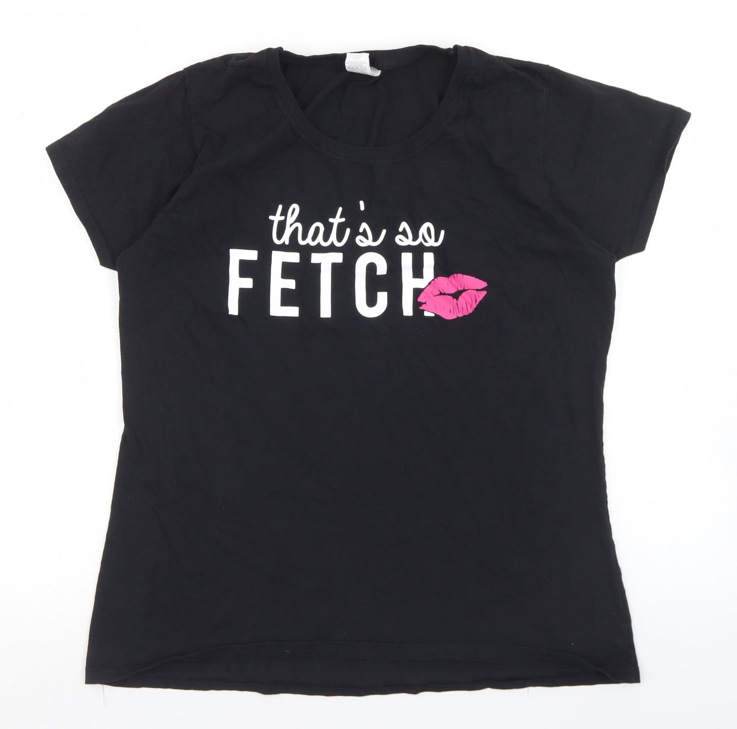 Fruit of the Loom Womens Black  Cotton Basic T-Shirt Size XL Crew Neck - Mean Girls, Fetch